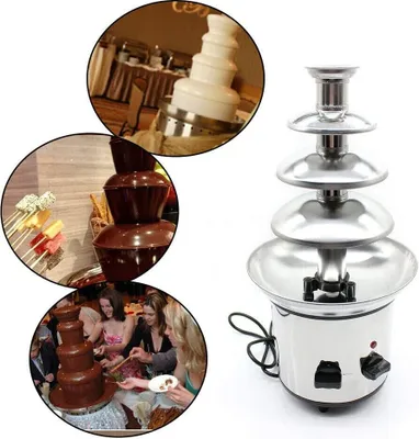 Produktbild von Schokoladenbrunnen   4 Etagen Schokobrunnen Fondue Brunnen  Schokoladenfontäne aus Edelstahl Maschine Perfektes Schokoladenfest,Nachtischparty für Kinder