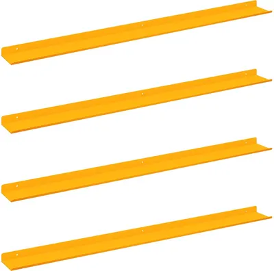 Immagine prodotto di vidaXL Mensola sospesa, 4 pezzi, giallo senape, 100 x 9 x 2,5 cm, acciaio