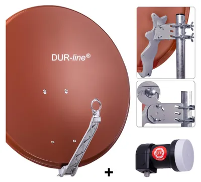 Produktbild von DUR-line Select 75/80cm Komplettanlage ziegelrot + Single LNB