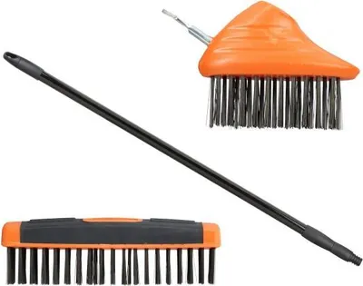 Produktbild von Fugenreiniger mit Teleskopstiel, Kohlenstoffstahlbürsten und anschraubbarem Zubehör für Gartenfugen