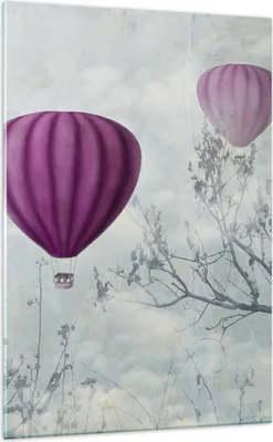 Produktbild von Bilder auf glas - Einteilig - Ballon Baum Flug - 70x100cm - Glasbilder - Wandbilder - Bilder - zum Aufhängen bereit - Wanddekoration aus Glas - Glas Bilder - Wandbild auf Glas - GPA70x100-3581