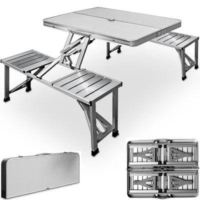Produktbild von CASARIA® Klapptisch mit Stühlen Wetterfest Klappbar Campingtisch-Set Gartentisch Esstisch Falttisch Klappbänke Biertischgarnitur