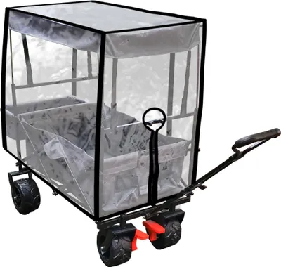 Produktbild von Faltbarer Transportwagen mit Dach und Regenschutz, Bollerwagen, Handwagen