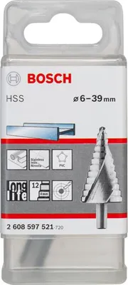 Produktbild von Stufenbohrer HSS, 6 - 39 mm, 10 mm, 93,5 mm, 13 Stufen