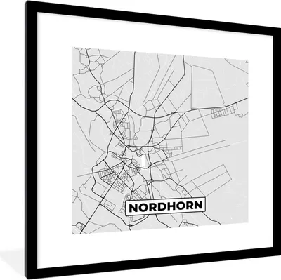 Produktbild von MuchoWow® Gerahmtes Poster Deutschland - Stadtplan - Stadtplan von Nordhorn - Deutschland 40x40 cm - Poster mit Schwarzem Bilderrahmen Wandposter Rahmen Foto Bilder - Poster - Plakat im Rahmen