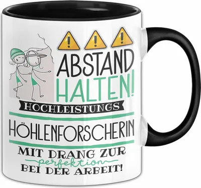 Produktbild von Höhlenforscherin Tasse Geschenk Lustig Abstand Halten Hochleistungs-Höhlenforscherin Mit Drang Zur Perfektion Bei Der Arbeit (Schwarz)