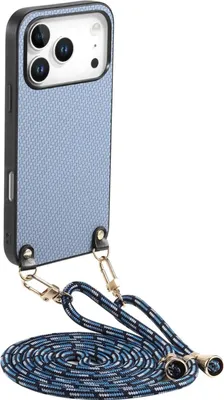 Productafbeelding van Carbon Design lederen telefoonhoesje voor Apple iPhone 18 Pro / 17 Pro, met schouderband