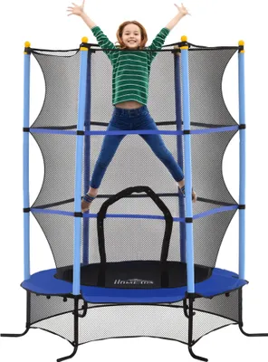 Produktbild von HOMCOM Kinder Trampolin Ø163 cm, Trampolin für Kinder 3-10 Jahre, Blau