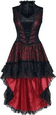 Produktbild von Sinister Gothic Mittellanges Kleid Damen Gothic Dress schwarz/rot XS