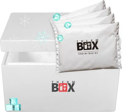 Produktbild von THERM BOX Styroporbox 37W mit 4x Kühlakku für Kühlbox 37,5L Innen: 51x30x24cm Transportbox Thermbehälter Wiederverwendbar