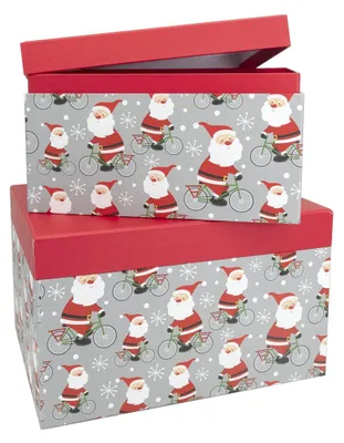 Produktbild von Geschenkboxen Santa auf Fahrrad L 2erMix, 2-teiliges Boxen-Set