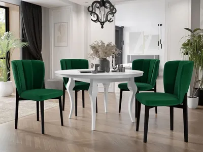 Obrázok produktu pre Rozkladací jedálenský stôl 100 cm so 4 stoličkami KRAM 2 - biely / čierny / zelený