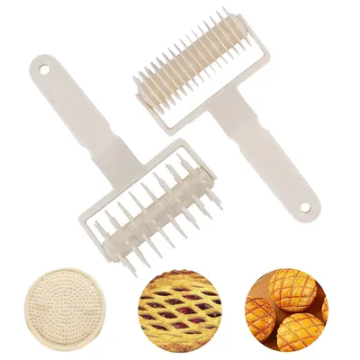 Produktbild von 2 Stück Pizzaroller Kunststoff, Gitterroller, Stipproller für Hausgemachte Keksteig, Pizzakruste, Gebäck