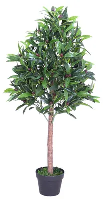 Image de Olivier Plante Arbre Artificielle Artificiel Plastique 110cm avec Bois Véritable Domaine Interne Decovego