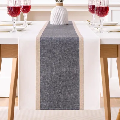 Tischläufer 40x140 cm dunkelgrau wasserdicht schmutzabweisend Leinenoptik