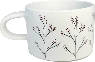 Produktbild von Weißer Becher mit Stechpalmenverzierung