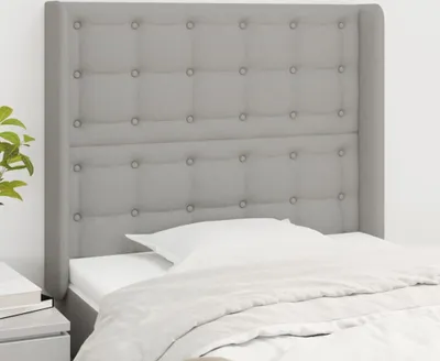 Produktbild von vidaXL Kopfteil mit Ohren Hellgrau 93x16x118/128 cm Stoff - Kopfteil - Kopfteile - Bett-Kopfteil - Bettkopfteil