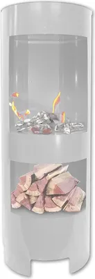 Produktbild von Ethanolkamin Gelkamin Höhe:100cm Breite:37cm Säule Kamin Weiss mit Holzfach
