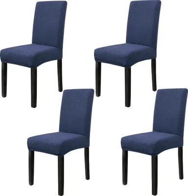 Produktbild von 4er/Set Stuhlhussen Stretch Universal Esszimmerstühle Elastischer Stuhlbezug, Stuhlhussen Abnehmbarer Moderne Beschützer Schutzhülle für Husse Bankett Party Hotel(Blau)