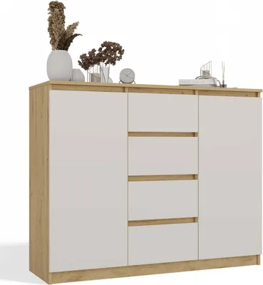 Produktbild von Kommode 2 Türen 4 Schubladen Farbe Eiche Artisan/Kaschmir