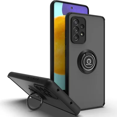 Produktbild von Samsung A52 Hülle, Ring Halter Ständer Matte Transluzent TPU Rahmen Stoßfest Schutzhülle für Samsung Galaxy A52 5G / 4G Schwarz