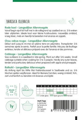 Produktbild von Rotkohl Langedijker Allervroegste | Rotkohlsamen von Hortitops