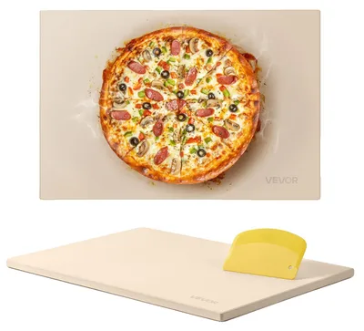 Productafbeelding van VEVOR Pizzasteen Baksteen 508 x 355 mm, rechthoekige cordieriet pizzasteen, extra grote steenplaat met schraper, 17 mm dik, hittebestendig, geschikt voor keukenovens, broodbakken, pizzabakken en grillen