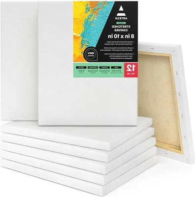 Image de Grande toile de peinture - 203 x 254 cm - Lot de 12 - Préparée - À tendre - Toile de peinture - 100 % coton - Techniques de peinture - Matériel pour artistes - Professionnels - Loisirs - Toile de peinture