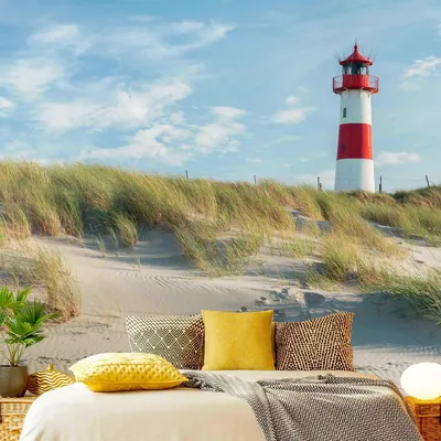 Produktbild von Fototapete Strand - Vliestapete - Bildtapete UV-beständig Düne blau Maritim Wandtapete geruchsfrei