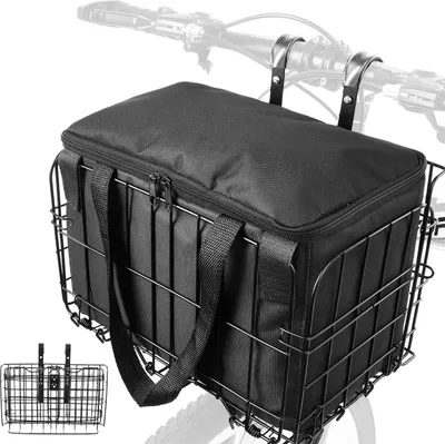 Produktbild von Fahrradkorb vorne/hinten, faltbarer Fahrradkorb mit herausnehmbarem Innensack, 34*20*23cm