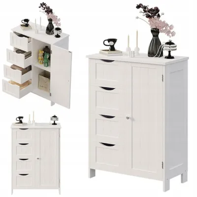 Produktbild von Schrank, Regal, Kommode, Badezimmer, Flur, Loft, 3 Schubladen, Weiß, 80 cm hoch