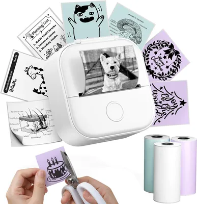 Produktbild von Mini Thermodrucker Bluetooth Etikettendrucker für Smartphone Tragbarer Fotodrucker mit 3 Rollen für Notizen DIY Journaling
