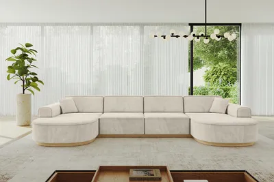 Produktbild von ALTDECOR Ecksofa in U-Form MARI-U2-v2 - 388x171x83 cm Beige - Corner Sofa Bett Eckcouch Couch L-Form Wohnlandschaft Cauchsofa