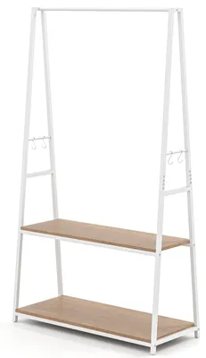 Image de Portant à vêtements autoportant à 2 étagères, blanc