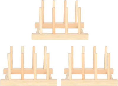 Produktbild von 3er Set Bambus Küchen Organizer, Tellerregal, für Teller, Schalen, Tassen, Küchenaccessoire