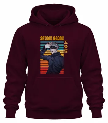 Productafbeelding van SATORU GOJOU Jujutsu Kaisen oogmasker, anime cadeau, retro, uni hoodie, sweater, bordeauxrood, maat L
