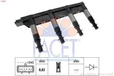 Produktbild von FACET 9.6383 Zündspule passend für PEUGEOT 207 (WA, WC) 206 Schrägheck (2A/C) 307 (3A/C) für CITROËN C3 I Schrägheck (FC, FN)