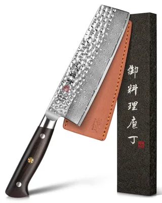 Nakiri-Messer 18 cm, 67 Lagen Damaststahl, Ebenholzgriff, Geschenkbox