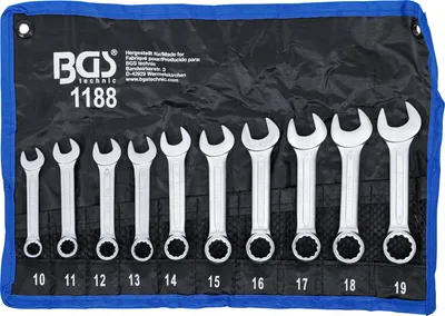 Produktbild von BGS 1188 Maulringschlüssel-Satz, "kurz", 10-19 mm, 10-tlg.