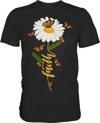 Produktbild von Faith Gänseblümchen Schmetterling Christlicher Gärtner Shirt Garten Motiv – Black / 4XL
