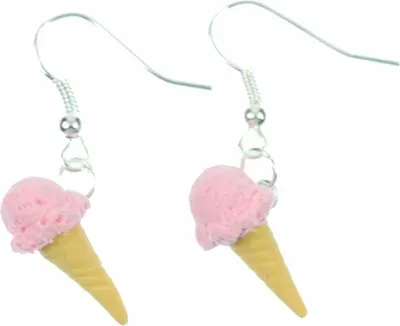 Produktbild von Eis Waffeleis Ohrringe Miniblings Hänger Eiscreme Eisohrringe Erdbeere rosa