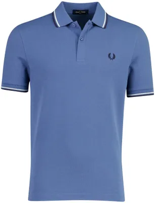 Produktbild von Poloshirt 2-Knopf-Piqué Fred Perry blau umrandeter Kragen