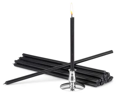 Produktbild von Omgoods – Kerzenhalter mit schwarzen Ritualskerzen, 24 cm