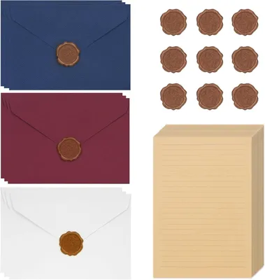 Produktbild von Briefpapier Set 38-teilig, für Liebesbriefe, 9 Leinenumschläge, 20 A5 Vintage Papiere