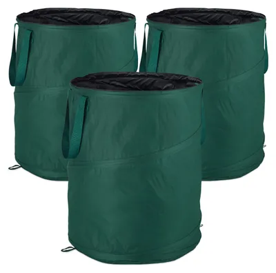 Produktbild von Relaxdays Laubsack selbstaufstellend, 3er-Set, Gartenabfallsack Pop-Up, 160 L, Gartensack selbststehend, ∅: 55 cm, grün