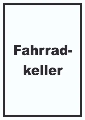 Produktbild von Fahrradkeller Schild mit Text Rad Bike hochkant A0 Rückseite selbstklebend