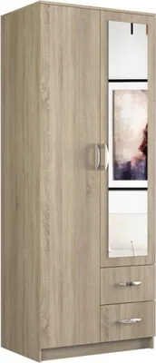 Obrázek produktu pro Šatní skříň se zrcadlem Šatní skříň se zásuvkami, předsíňová skříň, bronz, šířka 80 cm