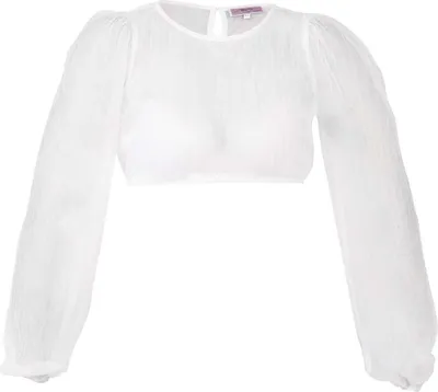 Produktbild von MarJo Dirndlbluse GREMSDORF, langarm, hochgeschlossen, mit Puffärmeln und transparenter Spitze