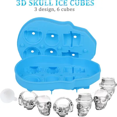 Obrázok produktu pre 3D lebka Ice Cube Formy, Ejoyous lebka Ice Tray Food Grade Flexibilný silikónový zásobník na kocky ľadu