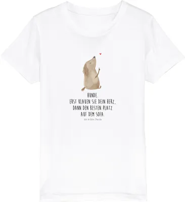 Produktbild von Mr. & Mrs. Panda Kleinkinder T-Shirt Hund Liebe 7-8 Jahre (122/128) - Weiß - Geschenk, Kinder, Herz, Sprüche, Kleinkind, Bio, Hunde, Kindershirt, Teenager
